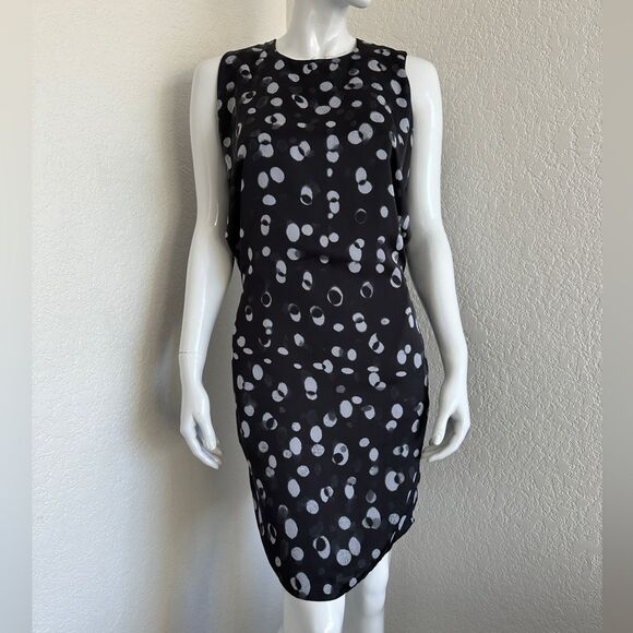 Vince. Dress Abstract Polka Dot Black & Gray Tie Detail Pockets Size XS - Picture 5 of 9
